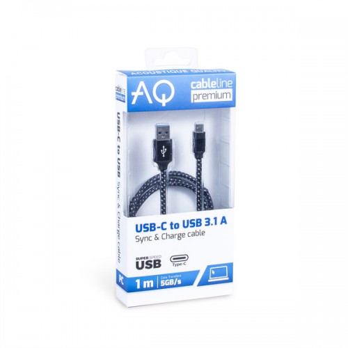 Kabel USB-C (M) - USB 3.0 A (M), AQ Premium Długość: 1,0m