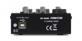 Fonestar SM303SC  Mini konsola mikserska, 1 x mikrofon, 1 x linia / USB PC / 3 kanały
