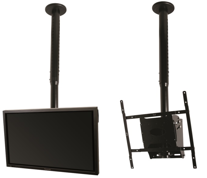 Uchwyt B-Tech BT8426 Sufitowy i obrotowy uchwyt do tv. Do standardów mocowania VESA 50mm x 50mm, 75mm x 75mm, 100mm x 100mm, 100mm x 200mm, 200mm x 200mm, 300mm x 200mm, 400mm x 200mm.Długość ramienia regulowana: 600mm do 1000mm. Łatwy montaż.
