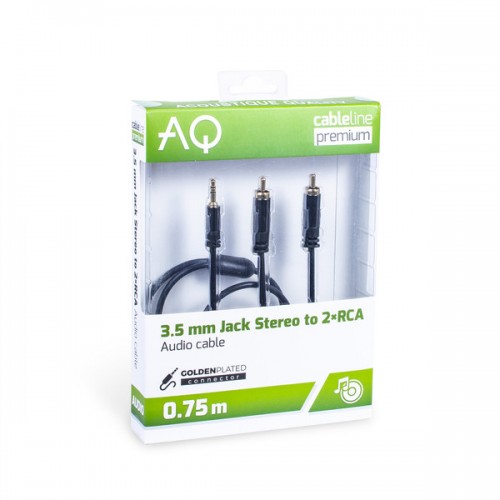 Jack 3,5 mm - 2xRCA (M) stereo, AQ Premium Długość: 0,75m