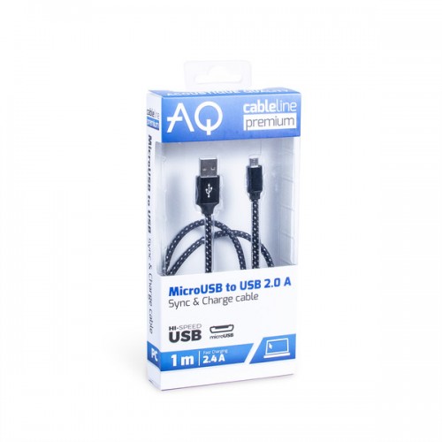 Kabel USB 2.0 A - Micro-B, AQ Premium Długość: 1,0m