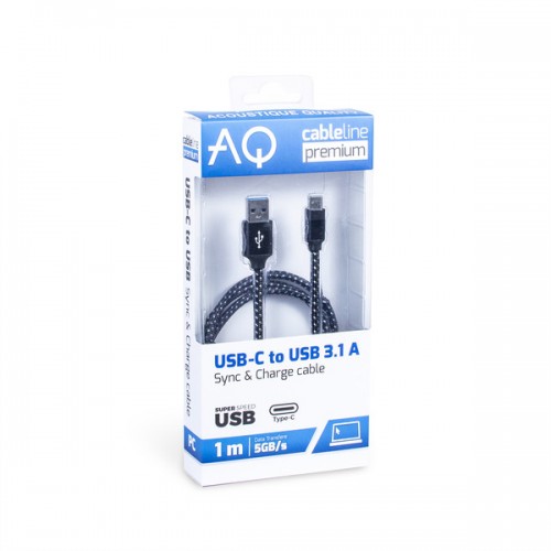 Kabel USB-C (M) - USB 3.0 A (M), AQ Premium Długość: 1,0m