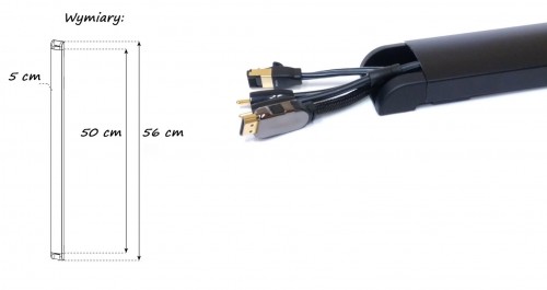 Sonorous CC50 Aluminiowa maskownica na kable, długość 50 cm - CZARNA