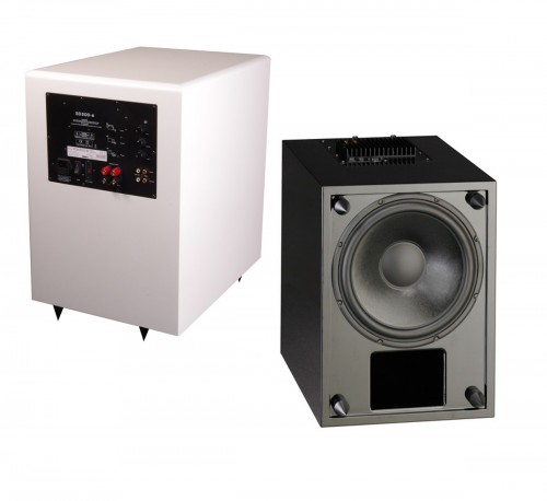 AQ PONTOS W - Aktywny subwoofer wyposażony w 30 cm głośnik niskotonowy, stojący na podłodze, zamontowany na czterech regulowanych stalowych kolcach, wzmacniacz 120 W