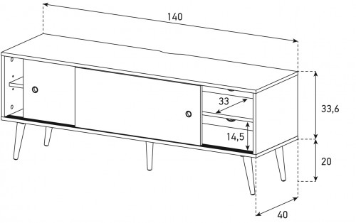 Drewniana szafka rtv SONOROUS RETRO RTRA-140-BLK-WHT  szerokość 140 cm 