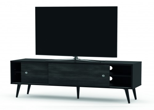 Drewniana szafka RTV w stylu RETRO SONOROUS RTRA-180-BLK-BNW szerokość 180cm 