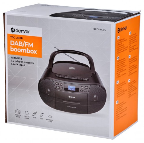 Denver TDC-280B Boombox z radiem FM/DAB+, CD, USB i odtwarzaczem kasetowym