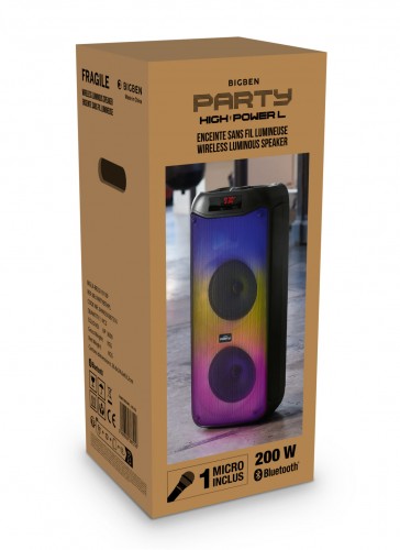 Bigben PARTYBTHPL Bezprzewodowy głośnik imprezowy Bluetooth z efektami świetlnymi