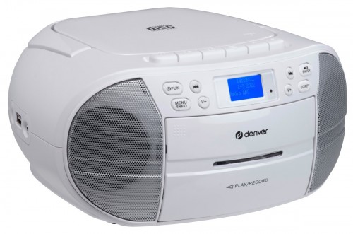 Denver TDC-280B Boombox z radiem FM/DAB+, CD, USB i odtwarzaczem kasetowym, biały