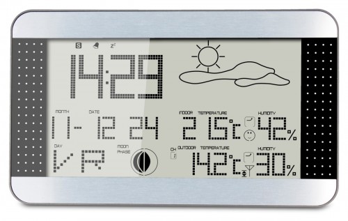 Alecto WS-1700  Stacja pogodowa z bezprzewodowym czujnikiem, srebrna