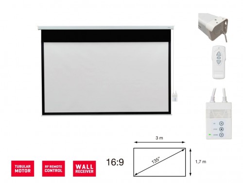 Fonestar PPEL-16135-FA - Ekran projekcyjny elektryczny 16:9, przekątna 135\, pilot zdalnego sterowania