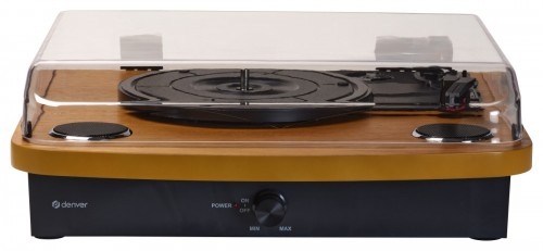 Denver VPL-230 - Gramofon z wbudowanymi głośnikami, Bluetooth, USB i gniazdem kart SD i MP3, orzech