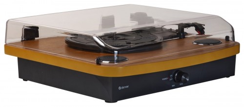 Denver VPL-230 - Gramofon z wbudowanymi głośnikami, Bluetooth, USB i gniazdem kart SD i MP3, orzech