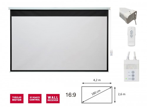 Fonestar PPEL-16180-FA - Elektryczny ekran projekcyjny 16:9, przekątna 180\', pilot