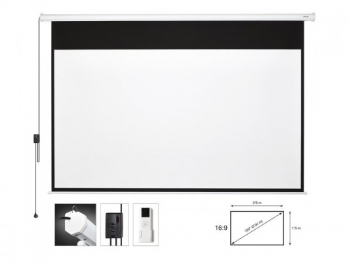 Fonestar PPEL-16120-BA - Elektryczny ekran projekcyjny 16:9, przekątna 120\', pilot zdalnego sterowania (1)
