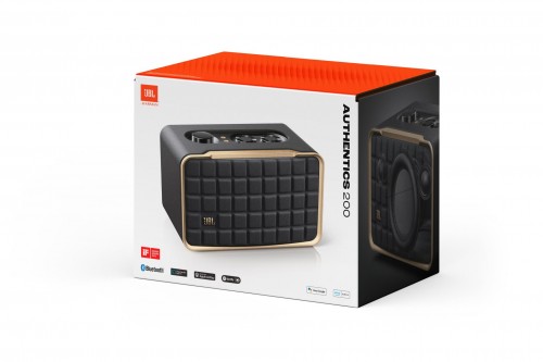 JBL Authentics 200 Inteligentny głośnik domowy w stylu retro, z łącznością Wi-Fi, Bluetooth i asystentami głosowymi