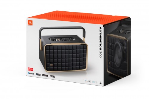 JBL Authentics 300 Inteligentny głośnik domowy w stylu retro, z łącznością Wi-Fi, Bluetooth i asystentami głosowymi