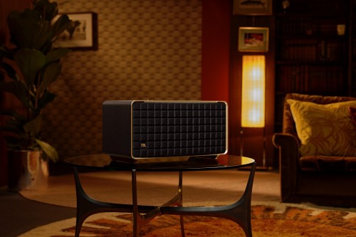 JBL Authentics 500 Inteligentny głośnik domowy high fidelity, w stylu retro, z łącznością Wi-Fi, Bluetooth i asystentami głosowymi.