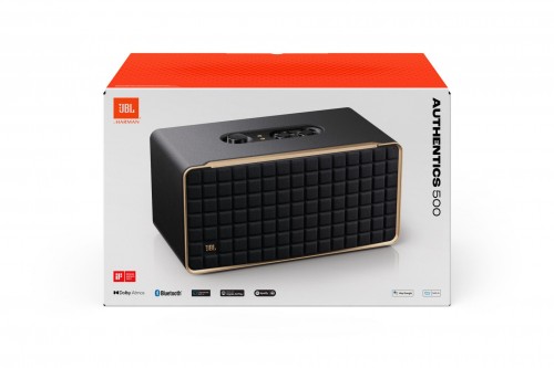 JBL Authentics 500 Inteligentny głośnik domowy high fidelity, w stylu retro, z łącznością Wi-Fi, Bluetooth i asystentami głosowymi.