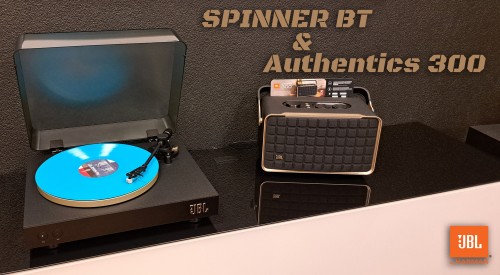 Gramofon JBL Spinner BT + JBL Authentics 300 Domowy zestaw w stylu retro, Wi-Fi, Bluetooth