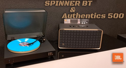 Gramofon JBL Spinner BT + JBL Authentics 500 Domowy zestaw w stylu retro, Wi-Fi, Bluetooth