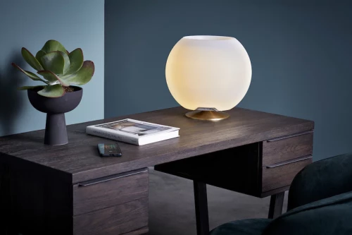 Kooduu - Lampa LED Sphere Brass z wbudowanym głośnikiem Bluetooth oraz chłodzirka na napoje, Mosiądz - 3w1