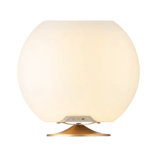 Kooduu - Lampa LED Sphere Brass z wbudowanym głośnikiem Bluetooth oraz chłodzirka na napoje, Mosiądz - 3w1