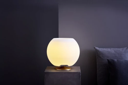 Kooduu - Lampa LED Sphere Brass z wbudowanym głośnikiem Bluetooth oraz chłodzirka na napoje,  Szczotkowane srebro - 3w1