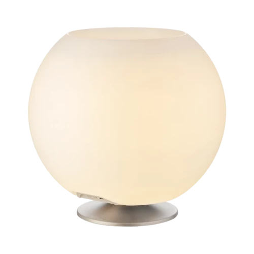 Kooduu - Lampa LED Sphere Brass z wbudowanym głośnikiem Bluetooth oraz chłodzirka na napoje,  Szczotkowane srebro - 3w1