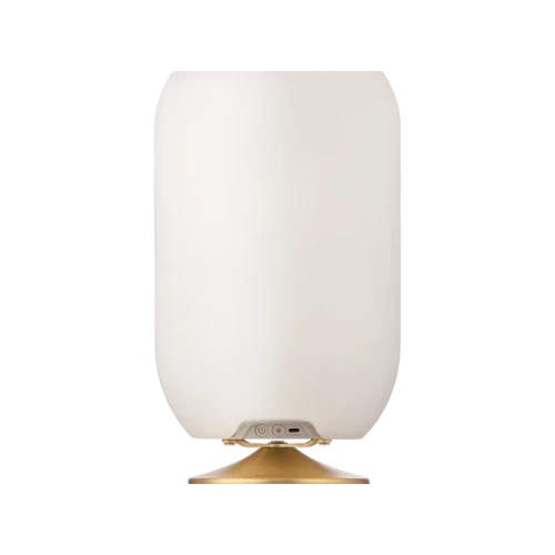 Kooduu - Lampa LED Atmos Brass z wbudowanym głośnikiem Bluetooth oraz chłodzirka na napoje, Mosiądz - 3w1