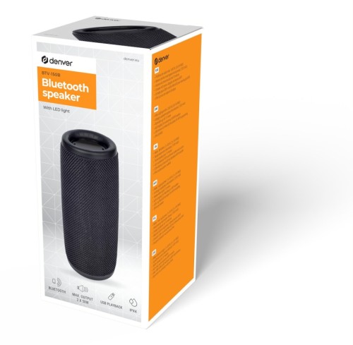 Głośnik Bluetooth IPX4, USB/MicroSD Denver BTV-150B czarny
