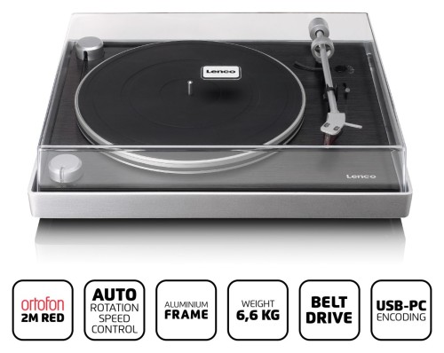 Lenco L-455BK - gramofon z aluminiową obudową i wkładką 2M RED
