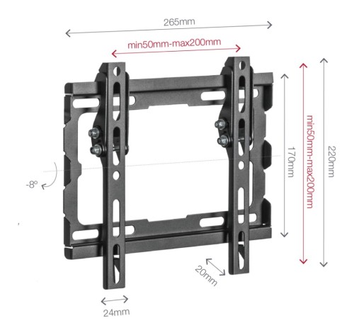 Fonestar TILT-022EN - uchwyt uchylny do TV 23\-55\, nośność 45 kg