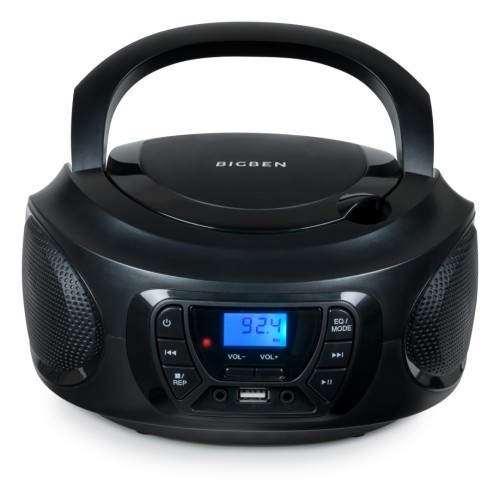 Bigben CD62NUSBBT - przenośny odtwarzacz CD/MP3, USB z radiem FM i Bluetooth, czarny