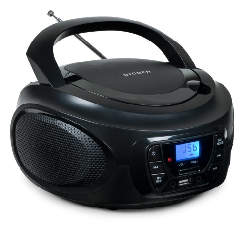 Bigben CD62NUSBBT - przenośny odtwarzacz CD/MP3, USB z radiem FM i Bluetooth, czarny
