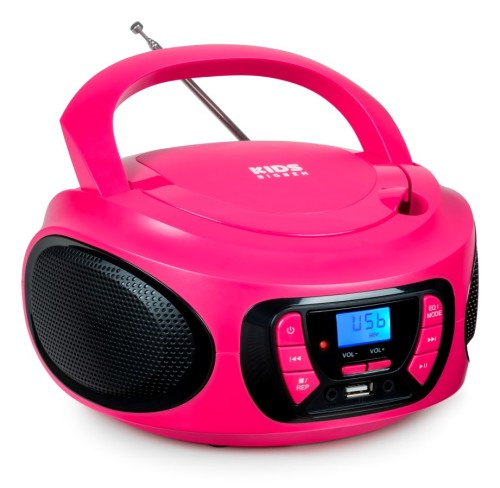 Bigben CD62RSUSBBT - przenośny odtwarzacz CD/MP3, USB z radiem FM i Bluetooth, różowy
