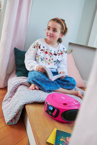 Bigben CD62RSUSBBT - przenośny odtwarzacz CD/MP3, USB z radiem FM i Bluetooth, różowy