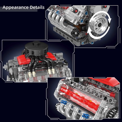 Zestaw klocków konstrukcyjnych Mould KING 10171 Silnik LSX454 V8 ENGINE | 487 EL.