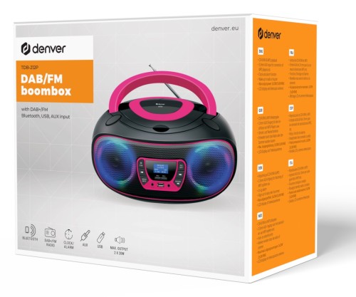Denver TDB-212P Radioodtwarzacz Boombox z Bluetooth i Radiem DAB+