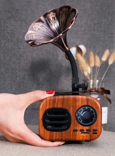 Radio-odtwarzacz retro w kształcie gramofonu – Bluetooth, SD, 1200 mAh