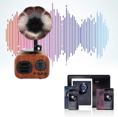Radio-odtwarzacz retro w kształcie gramofonu – Bluetooth, SD, 1200 mAh