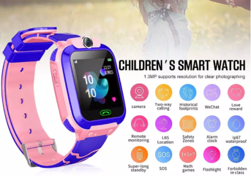 Smartwatch dla dzieci Q12 różowy PL wodoodporny