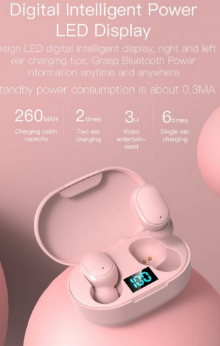 Słuchawki bluetooth E6s różowy