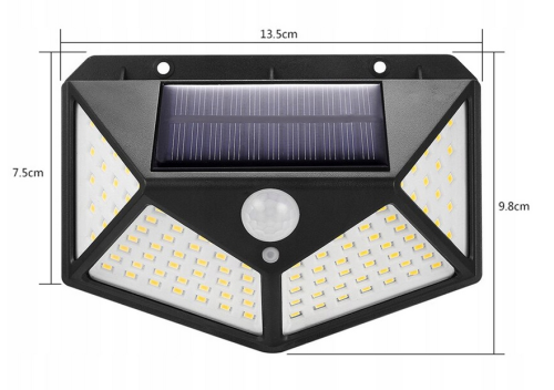 LAMPA SOLARNA 100 LED Z CZUJNIKIEM RUCHU I ZMIERZCHU