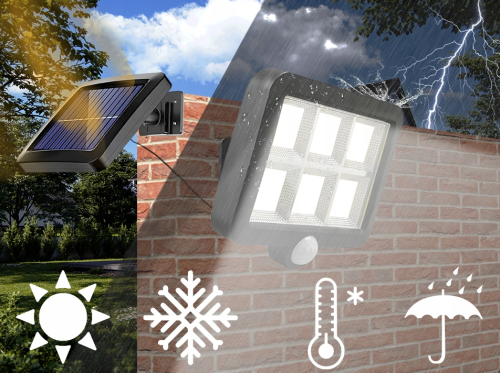 LAMPA SOLARNA 120 COB LED Z CZUJNIKIEM RUCHU I ZMIERZCHU z kablem 5m