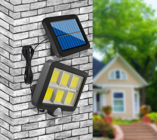 LAMPA SOLARNA 120 COB LED Z CZUJNIKIEM RUCHU I ZMIERZCHU z kablem 5m