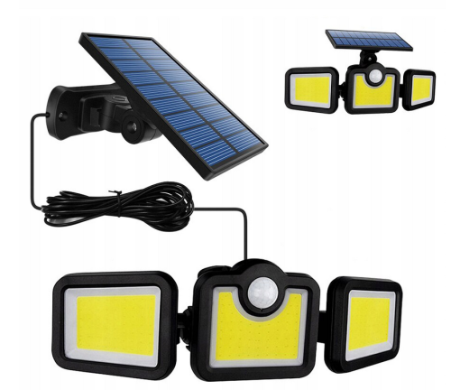 LAMPA SOLARNA 3w1 z czujnikiem ruchu i zmierzchu panel słoneczny na kabel LS6