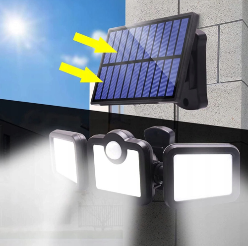 LAMPA SOLARNA 3w1 z czujnikiem ruchu i zmierzchu panel słoneczny na kabel LS6