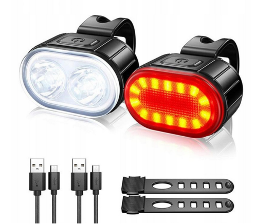 WODOODPORNA LAMPKA ROWEROWA + TYLNA LAMPKA LED