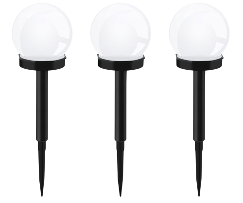 Ogrodowa Lampa Solarna Biała LED Solar Kula 10cm (Zestaw 3 Sztuki)